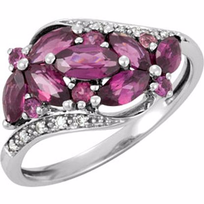 69549:101:P Brazilian Garnet & Diamond Accented Bypass Ring