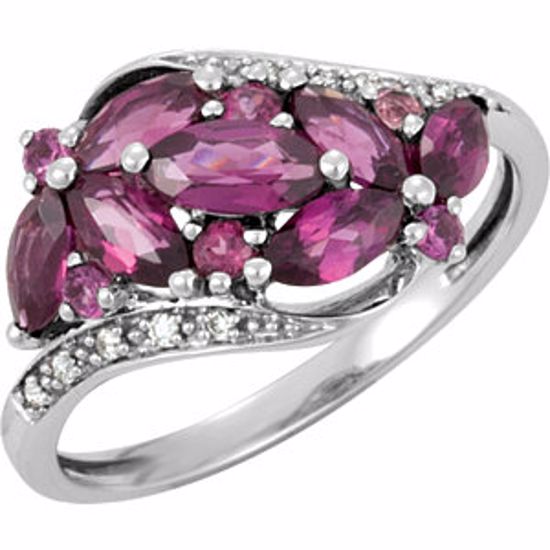 69549:101:P Brazilian Garnet & Diamond Accented Bypass Ring