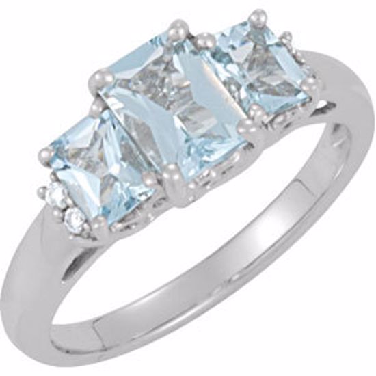 69656:101:P 14kt White Aquamarine & .05 CTW Diamond Ring 