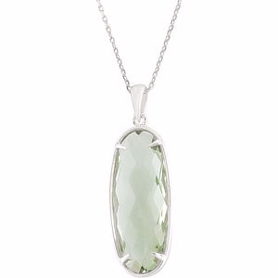 68529:422:P Sterling Silver 25x10mm Green Quartz 18" Necklace