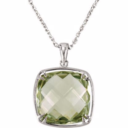 68523:246:P Sterling Silver 16x16mm Green Quartz 18" Necklace