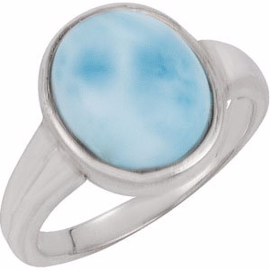 69668:101:P Cabochon Larimar Ring