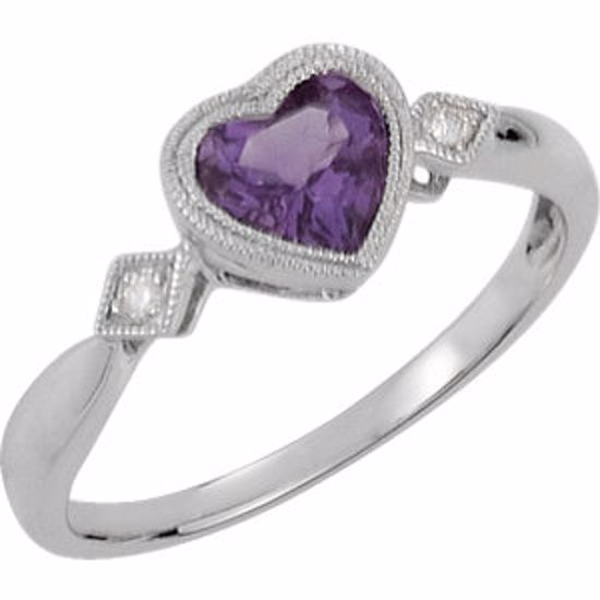 69673:101:P 14kt White Amethyst & .02 CTW Diamond Ring