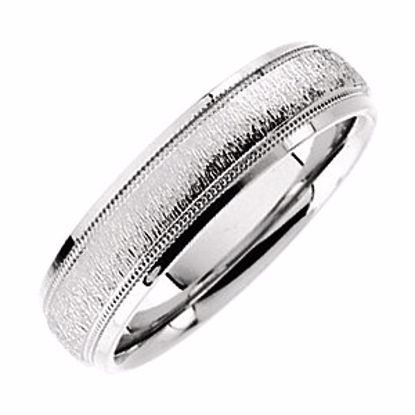 5639:100:P Platinum Comfort Fit 6mm Milgrain Band with Florentine Finish Size 7.5