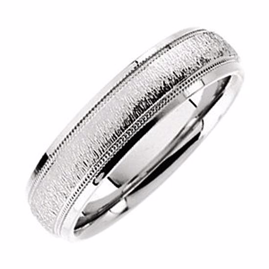 5639:100:P Platinum Comfort Fit 6mm Milgrain Band with Florentine Finish Size 7.5