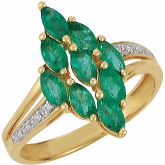 69665:100:P Emerald & Diamond Accented Ring