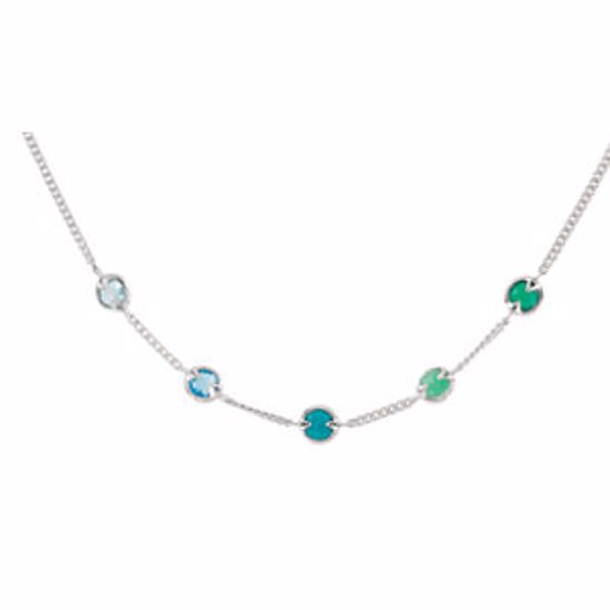 69697:60004:P Sterling Silver Aquamarine, Blue Topaz, Turquoise, Chrysoprase & Green Onyx 16" Necklace