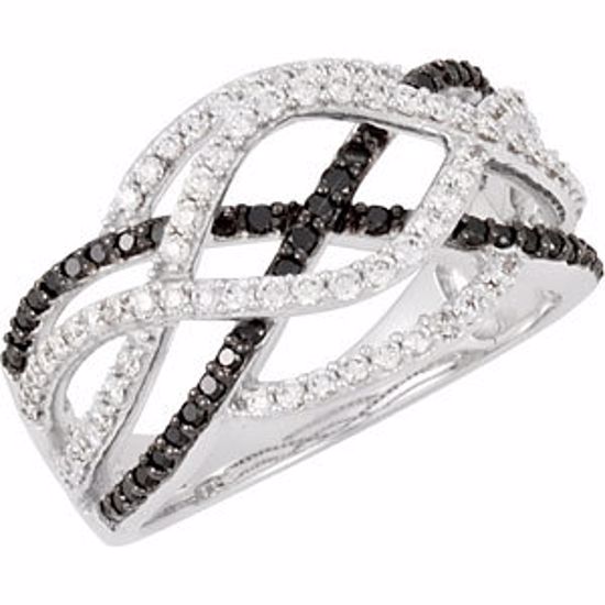 69498:100:P 14kt White 3/4 CTW Diamond Crossover Ring