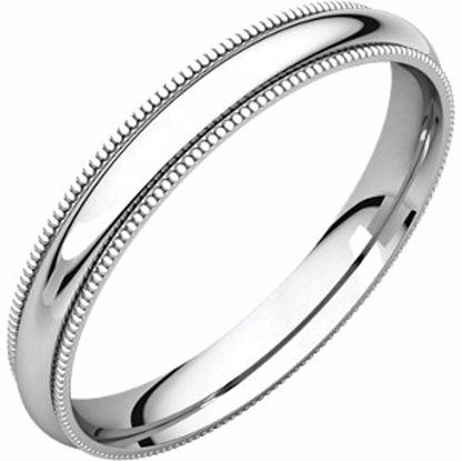 MGR6:202:P Sterling Silver 3mm Milgrain Comfort Fit Band