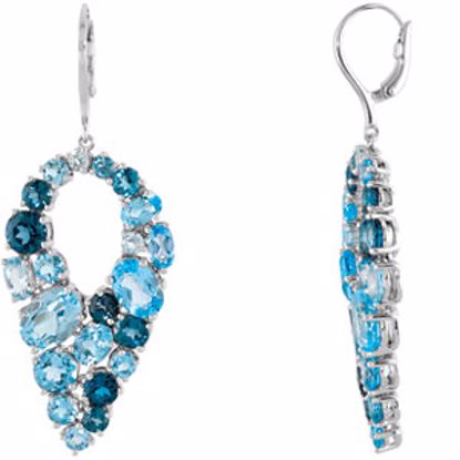 69701:101:P 14kt White Sky, Swiss & London Blue Topaz Lever Back Earrings