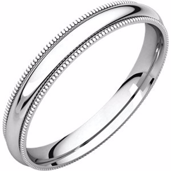 MGR8.5:201:P Sterling Silver 3mm Milgrain Comfort Fit Band