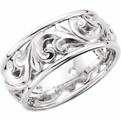 50373:102:P 14kt White Hand Engraved Band Size 4