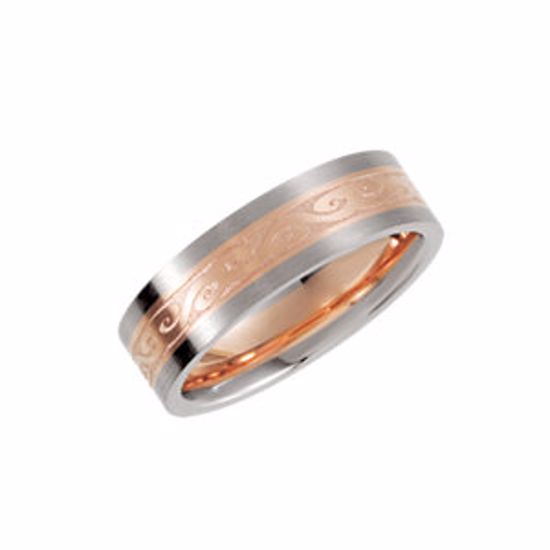 69575:1010:P 14kt White & Rose Designer Band Size 10