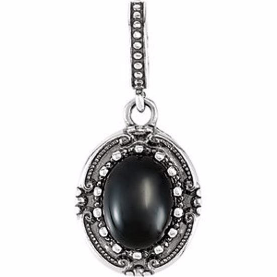 85245:102:P Sterling Silver Onyx Victorian-Style Pendant 