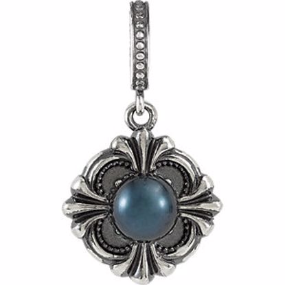 85247:102:P Victorian Style Akoya Cultured Black Pearl Pendant
