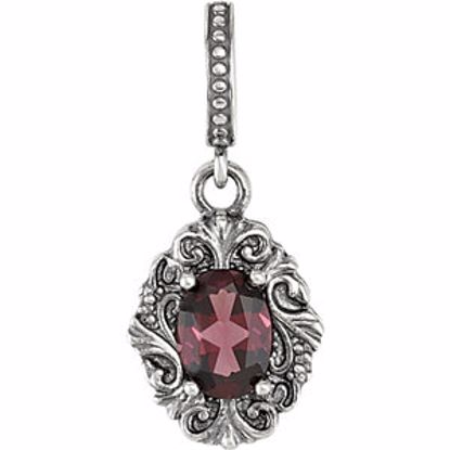 85243:102:P Sterling Silver Rhodolite Garnet Victorian Style Articulated Pendant