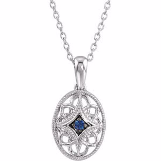 69715:102:P Sterling Silver Sapphire 18" Necklace