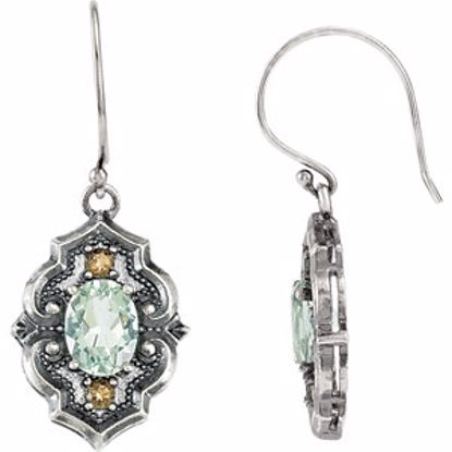 85235:103:P Sterling Silver Green & Smoky Earrings