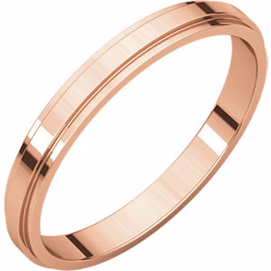 FE5.5:138624:P 14kt Rose 2.5mm Flat Edge Band