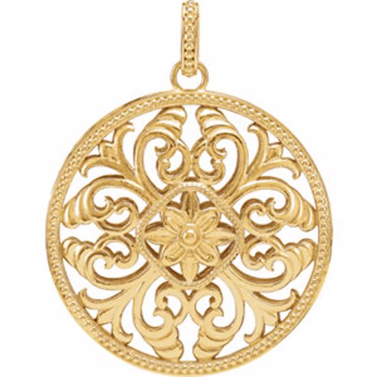 85301:100:P 14kt Yellow Filigree Pendant