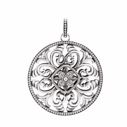 85301:101:P 14kt White Filigree Pendant