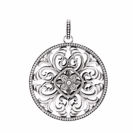 85301:101:P 14kt White Filigree Pendant