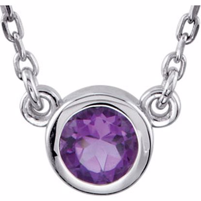 2930:60001:P Sterling Silver  Amethyst Bezel 16" Necklace