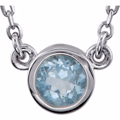 2930:60003:P Sterling Silver Aquamarine Bezel 16" Necklace