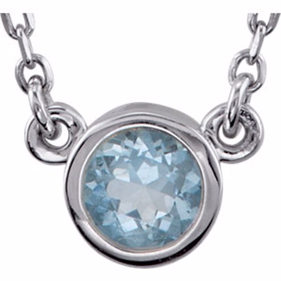 2930:60003:P Sterling Silver Aquamarine Bezel 16" Necklace