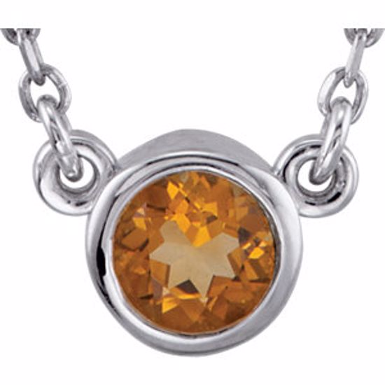 2930:60005:P Sterling Silver Citrine Bezel 16" Necklace