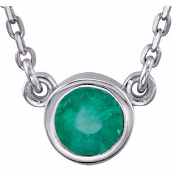 2930:60008:P Sterling Silver Emerald Bezel 18" Necklace