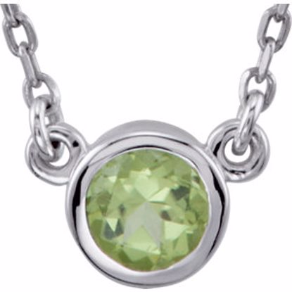 2930:60011:P Sterling Silver Peridot Bezel 16" Necklace