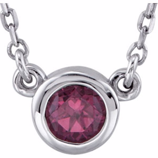 2930:60018:P Sterling Silver Rhodolite Garnet Bezel 18" Necklace