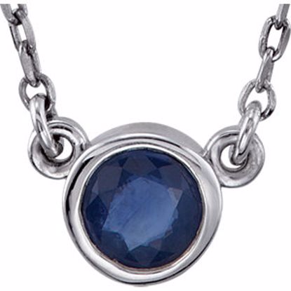 2930:60021:P Sterling Silver Blue Sapphire Bezel 16" Necklace