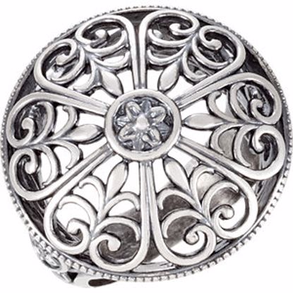 51135:102:P 14kt White Vintage-Style Filigree Ring 