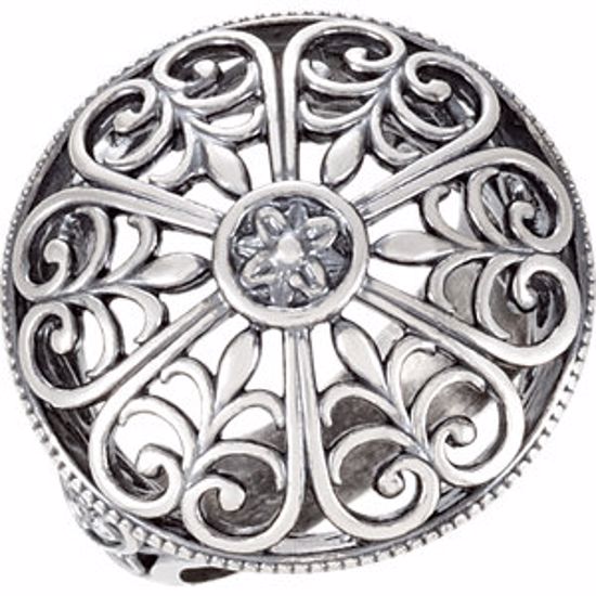 51135:102:P 14kt White Vintage-Style Filigree Ring 