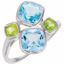 69736:100:P Sterling Silver Sky Blue Topaz & Peridot Ring