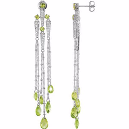 69743:100:P Sterling Silver Peridot & Cubic Zirconia Earrings