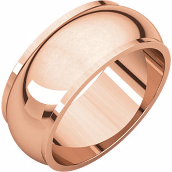 HRE11.5:100:P 14kt Rose 8mm Half Round Edge Band