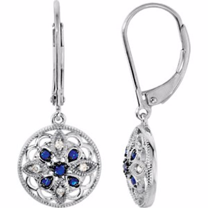 69750:100:P Sterling Silver Sapphire & .07 CTW Diamond Earrings