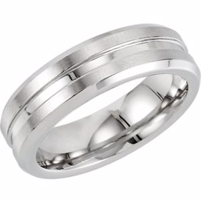 COR205:1011:P Cobalt 6mm Grooved Beveled Band with Polished & Satin Finish Size 11