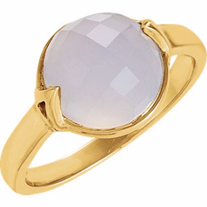 68888:1120:P 18kt Yellow Vermeil Blue Chalcedony Stackable Ring Size 7