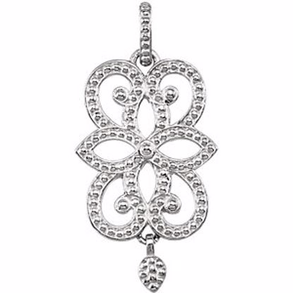 85343:104:P 18kt White Granulated Scroll Design Pendant