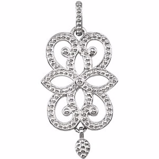 85343:105:P Sterling Silver Granulated Scroll Design Pendant