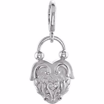 85385:100:P Sterling Silver Vintage-Inspired Heart Design Charm