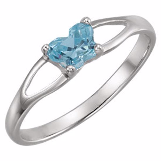 19395:1620:P Sterling Silver Bfly® March CZ Birthstone Ring