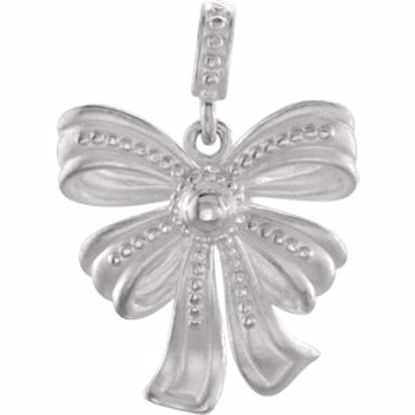 85368:102:P 14kt White Bow Design Pendant