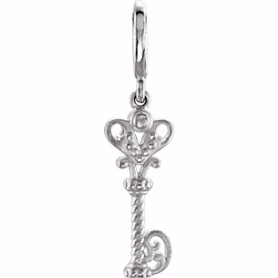 85382:102:P 14kt White Vintage-Inspired Key Charm 