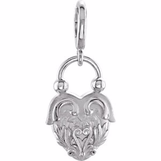 85385:101:P 14kt White Vintage-Inspired Heart Design Charm