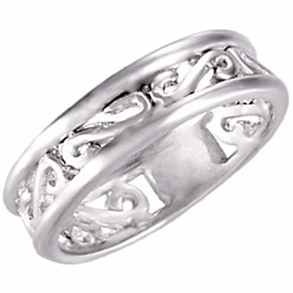 69781:201:P Sterling Silver Matte Finish Scroll Band Size 6